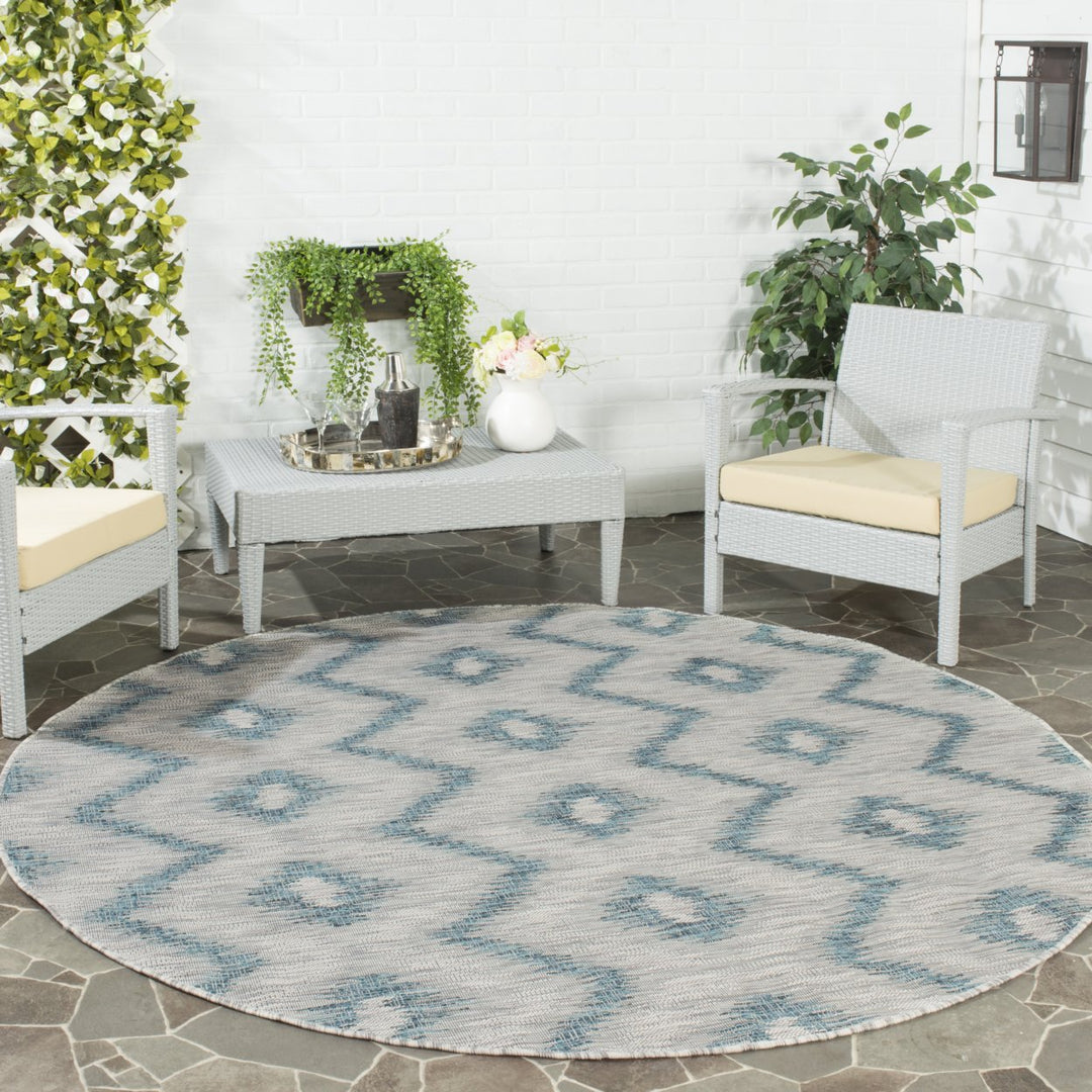 SAFAVIEH Outdoor CY8463-37212 Courtyard Grey / Blue Rug Image 2