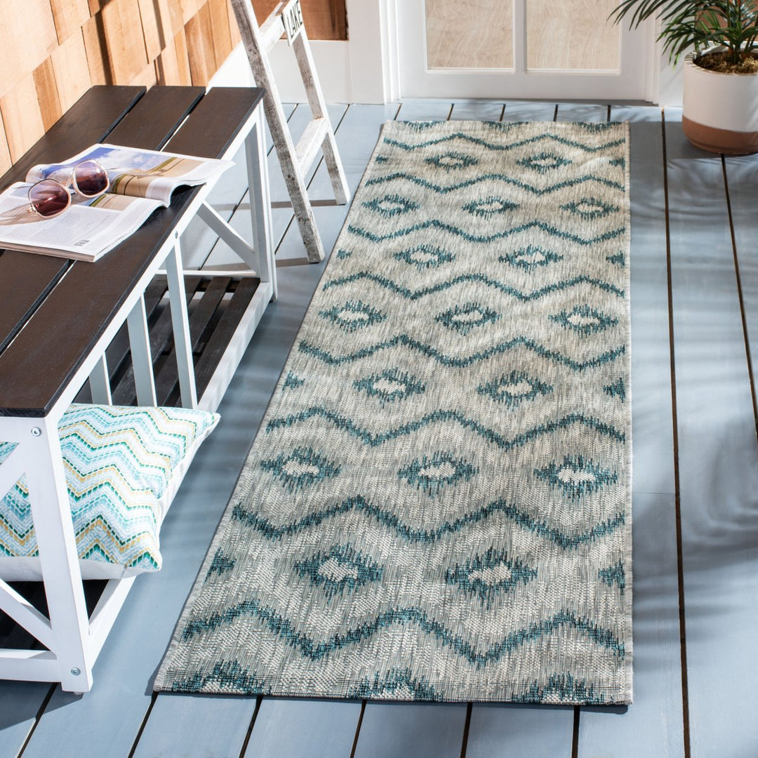 SAFAVIEH Outdoor CY8463-37212 Courtyard Grey / Blue Rug Image 3