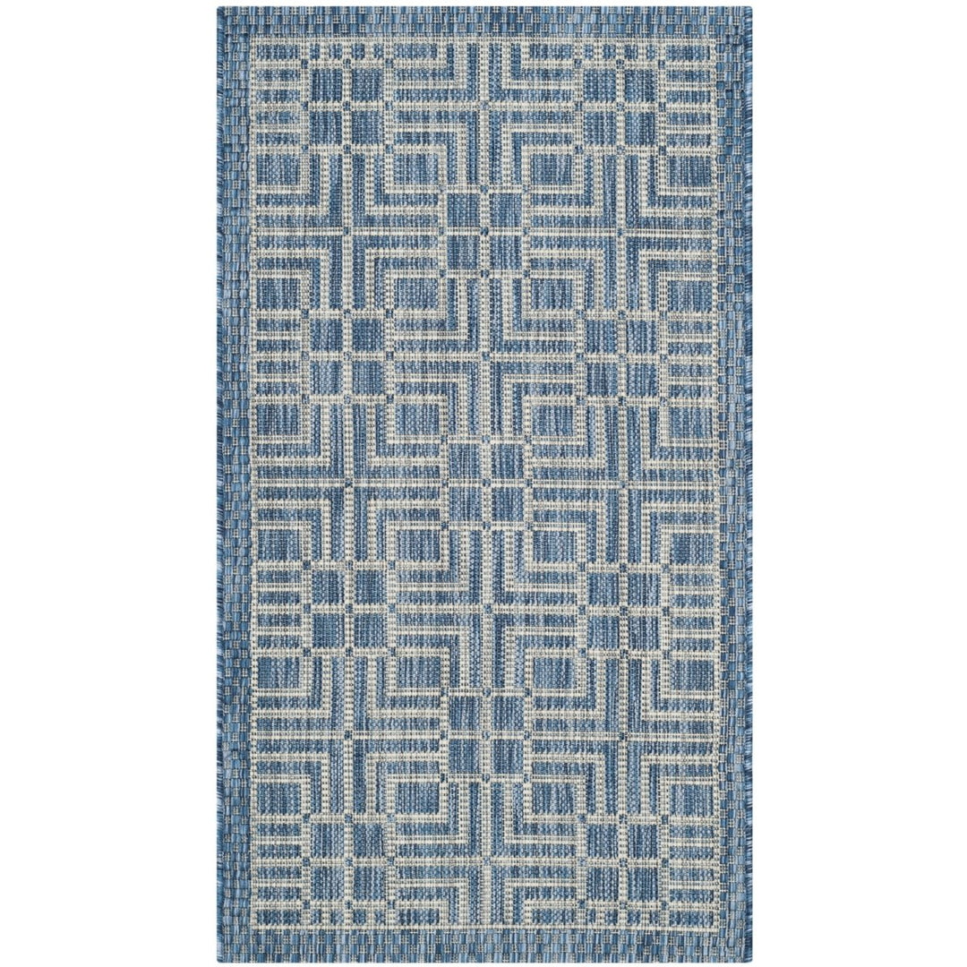 SAFAVIEH Outdoor CY8467-36821 Courtyard Navy / Grey Rug Image 1