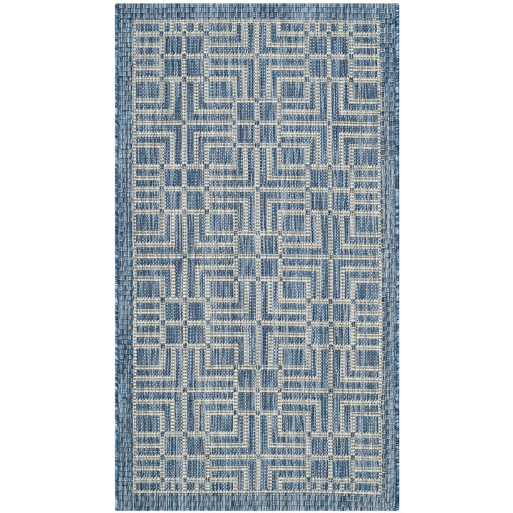 SAFAVIEH Outdoor CY8467-36821 Courtyard Navy / Grey Rug Image 1