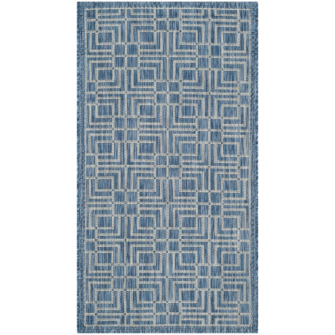 SAFAVIEH Outdoor CY8467-36821 Courtyard Navy / Grey Rug Image 4