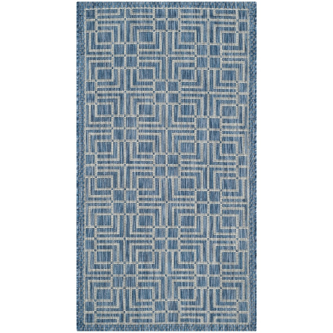 SAFAVIEH Outdoor CY8467-36821 Courtyard Navy / Grey Rug Image 1