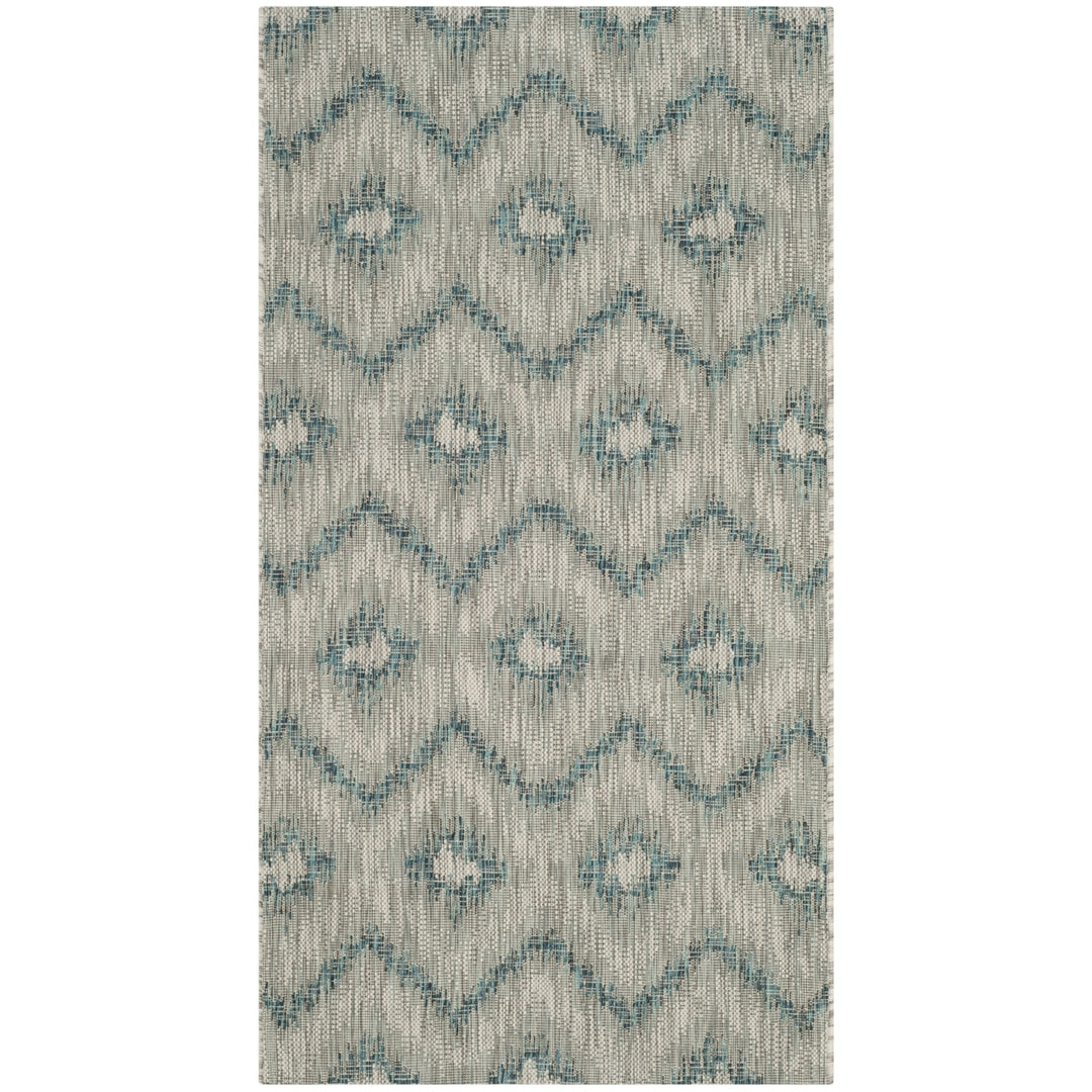 SAFAVIEH Outdoor CY8463-37212 Courtyard Grey / Blue Rug Image 9