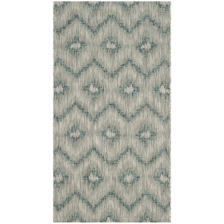 SAFAVIEH Outdoor CY8463-37212 Courtyard Grey / Blue Rug Image 9