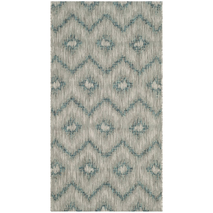 SAFAVIEH Outdoor CY8463-37212 Courtyard Grey / Blue Rug Image 1