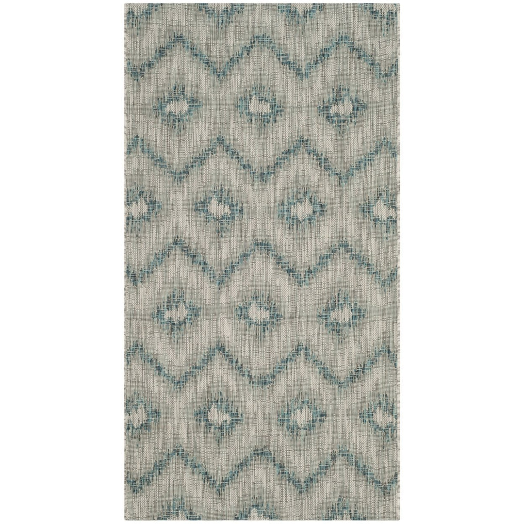 SAFAVIEH Outdoor CY8463-37212 Courtyard Grey / Blue Rug Image 1