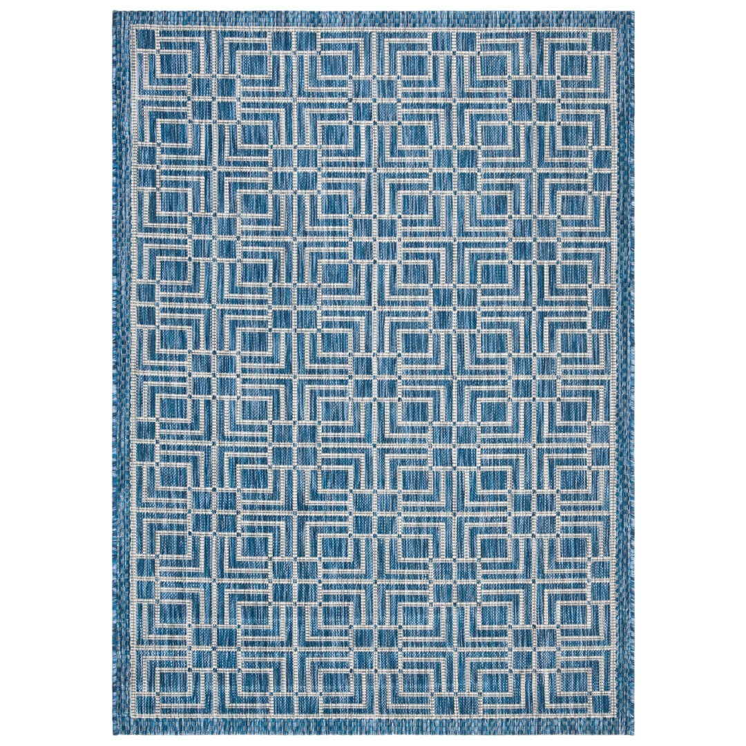 SAFAVIEH Outdoor CY8467-36821 Courtyard Navy / Grey Rug Image 5