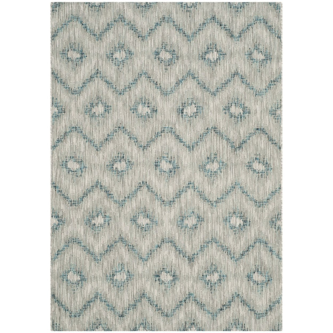 SAFAVIEH Outdoor CY8463-37212 Courtyard Grey / Blue Rug Image 1