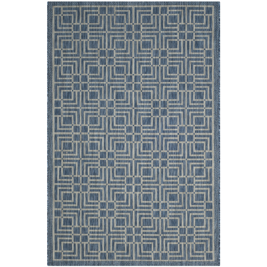 SAFAVIEH Outdoor CY8467-36821 Courtyard Navy / Grey Rug Image 6