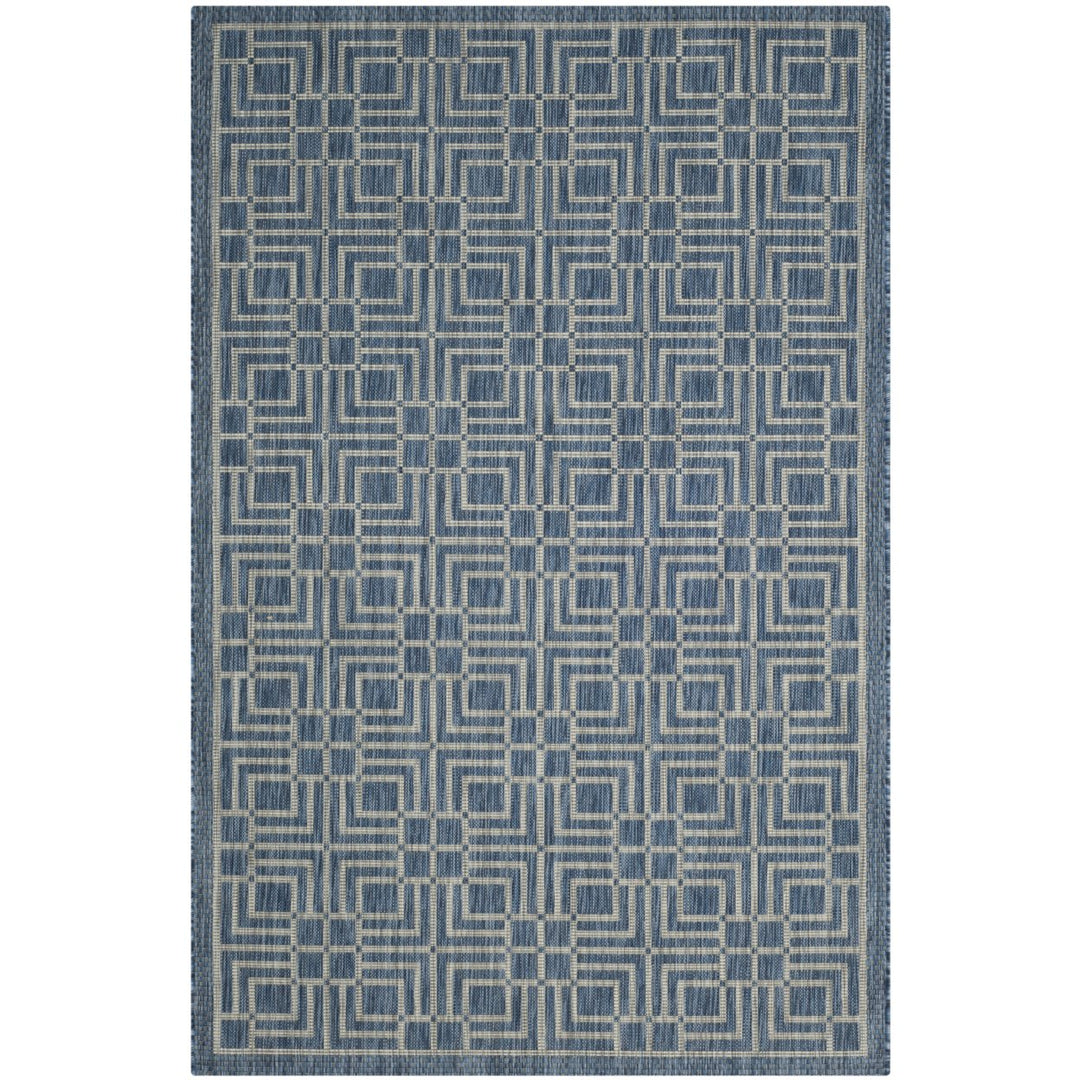 SAFAVIEH Outdoor CY8467-36821 Courtyard Navy / Grey Rug Image 1