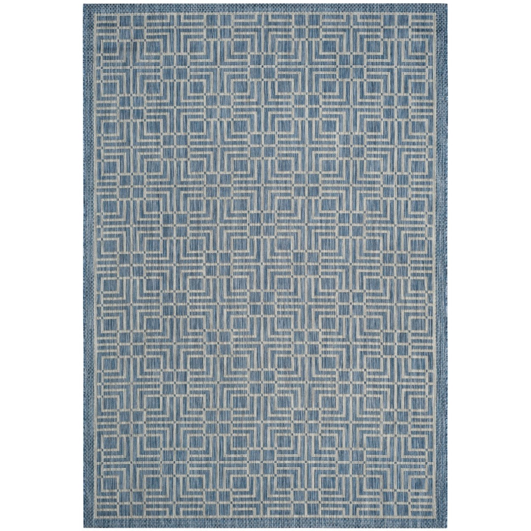 SAFAVIEH Outdoor CY8467-36821 Courtyard Navy / Grey Rug Image 1