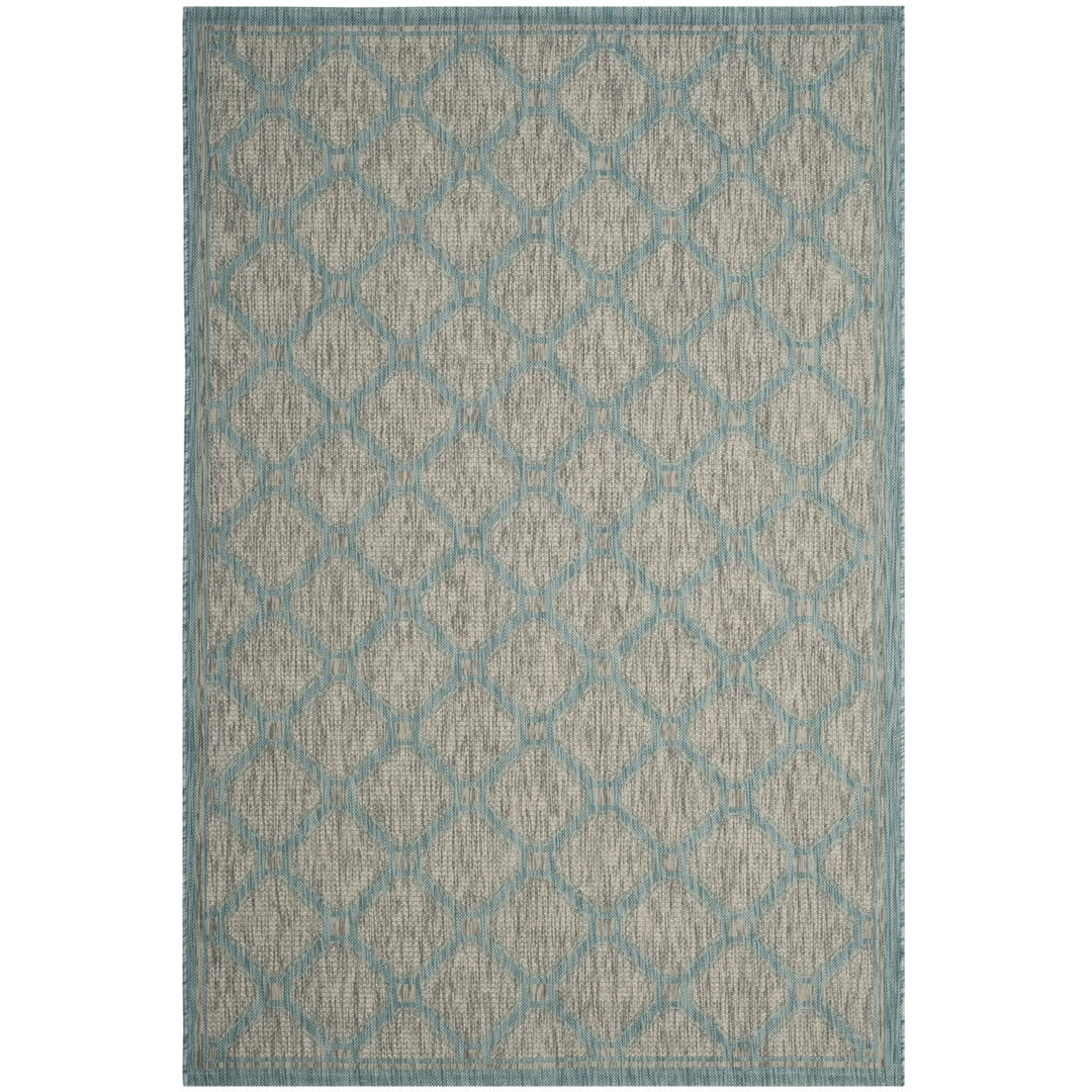 SAFAVIEH Outdoor CY8471-37112 Courtyard Grey / Aqua Rug Image 1