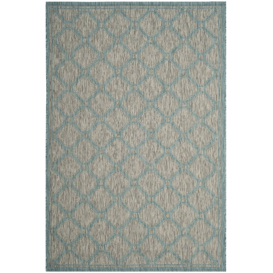 SAFAVIEH Outdoor CY8471-37112 Courtyard Grey / Aqua Rug Image 1