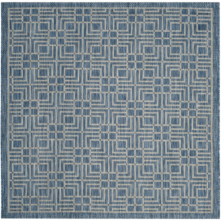 SAFAVIEH Outdoor CY8467-36821 Courtyard Navy / Grey Rug Image 1