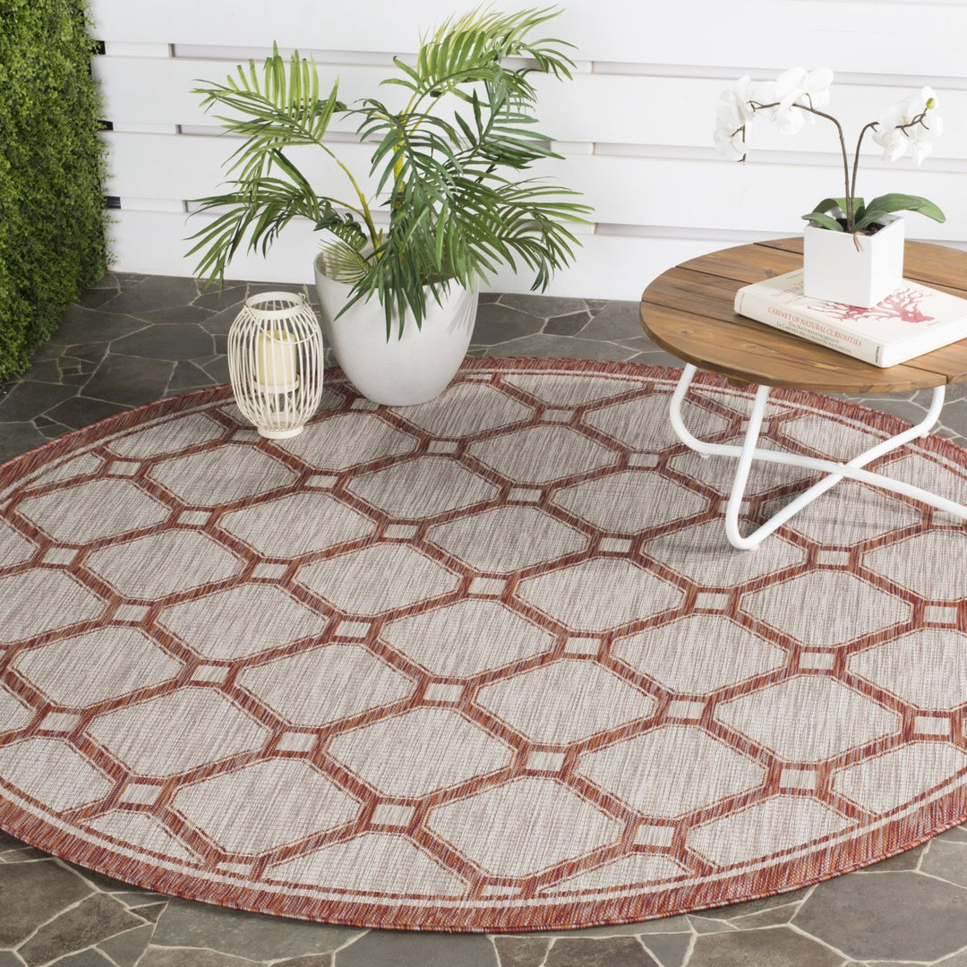 SAFAVIEH Outdoor CY8474-36521 Courtyard Red / Beige Rug Image 2