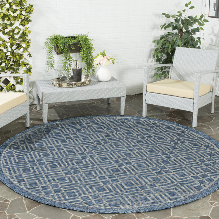 SAFAVIEH Outdoor CY8467-36821 Courtyard Navy / Grey Rug Image 11