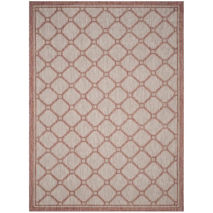 SAFAVIEH Outdoor CY8474-36521 Courtyard Red / Beige Rug Image 3