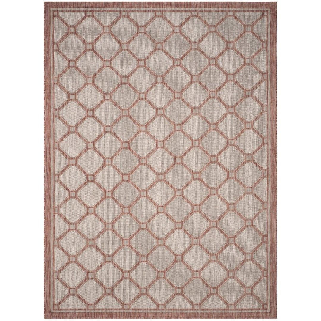 SAFAVIEH Outdoor CY8474-36521 Courtyard Red / Beige Rug Image 1