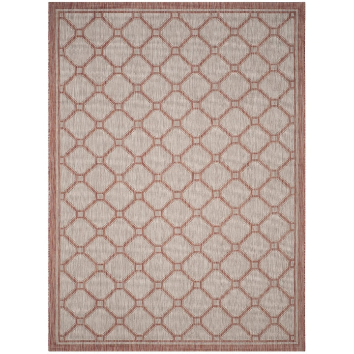 SAFAVIEH Outdoor CY8474-36521 Courtyard Red / Beige Rug Image 1