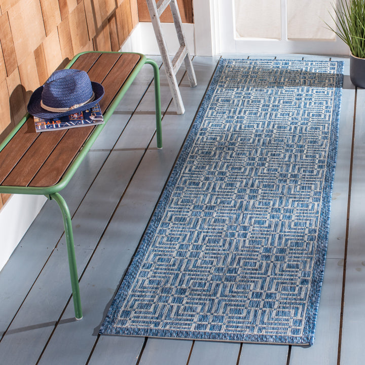 SAFAVIEH Outdoor CY8467-36821 Courtyard Navy / Grey Rug Image 12