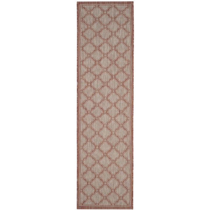 SAFAVIEH Outdoor CY8474-36521 Courtyard Red / Beige Rug Image 5