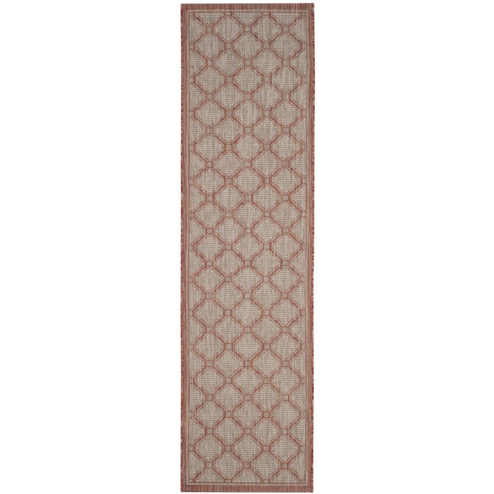 SAFAVIEH Outdoor CY8474-36521 Courtyard Red / Beige Rug Image 1