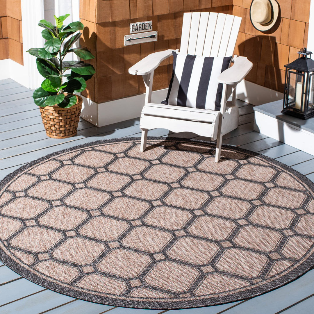 SAFAVIEH Outdoor CY8471-37312 Courtyard Natural / Black Rug Image 2