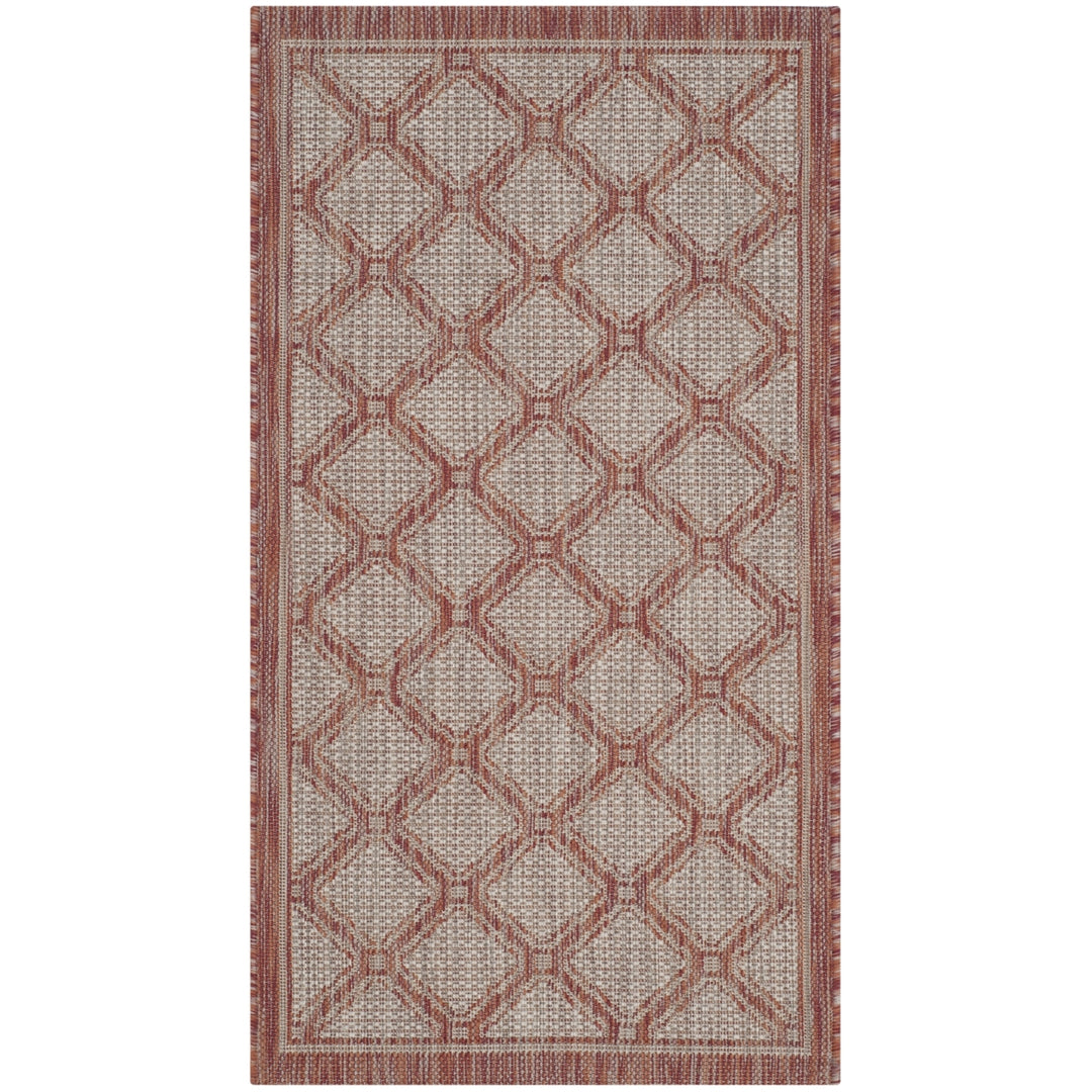 SAFAVIEH Outdoor CY8474-36521 Courtyard Red / Beige Rug Image 9