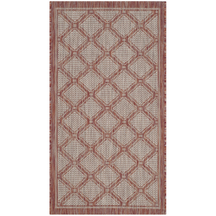 SAFAVIEH Outdoor CY8474-36521 Courtyard Red / Beige Rug Image 9