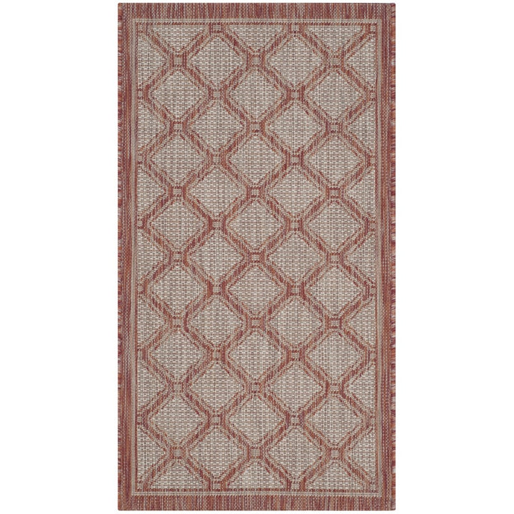 SAFAVIEH Outdoor CY8474-36521 Courtyard Red / Beige Rug Image 1