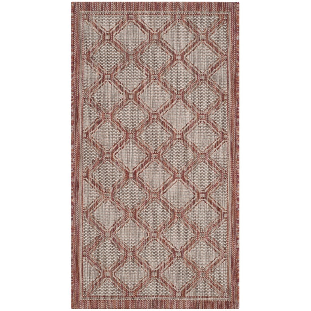 SAFAVIEH Outdoor CY8474-36521 Courtyard Red / Beige Rug Image 1