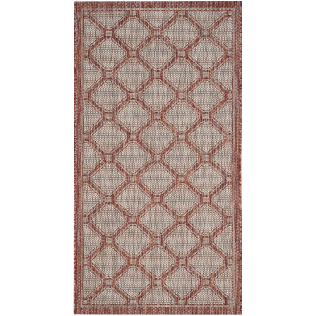 SAFAVIEH Outdoor CY8474-36521 Courtyard Red / Beige Rug Image 10