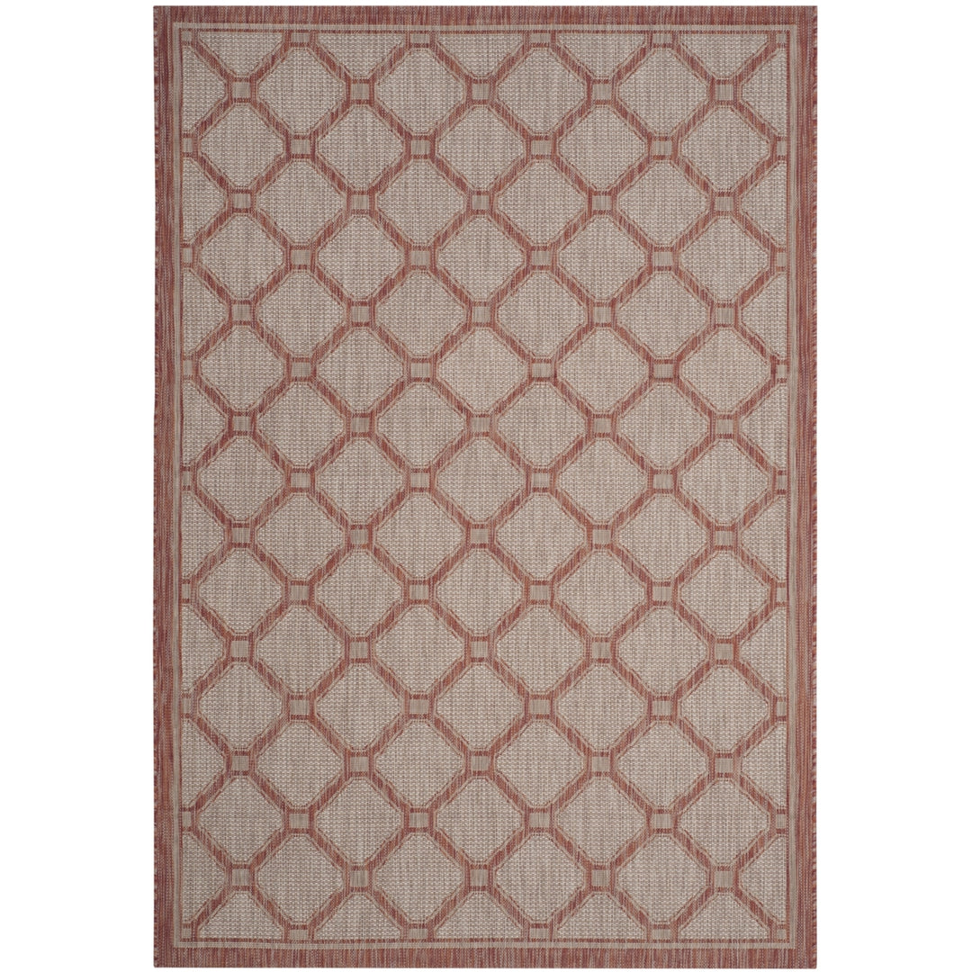 SAFAVIEH Outdoor CY8474-36521 Courtyard Red / Beige Rug Image 11