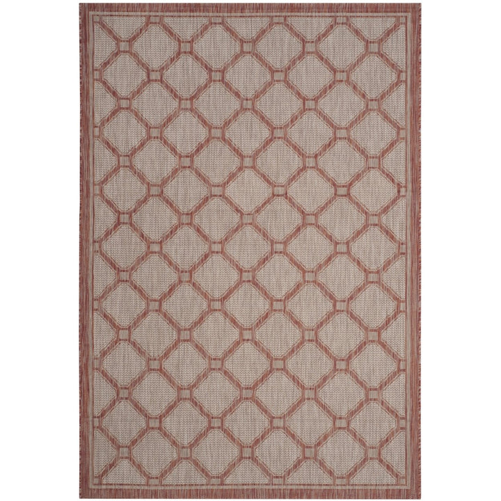 SAFAVIEH Outdoor CY8474-36521 Courtyard Red / Beige Rug Image 1