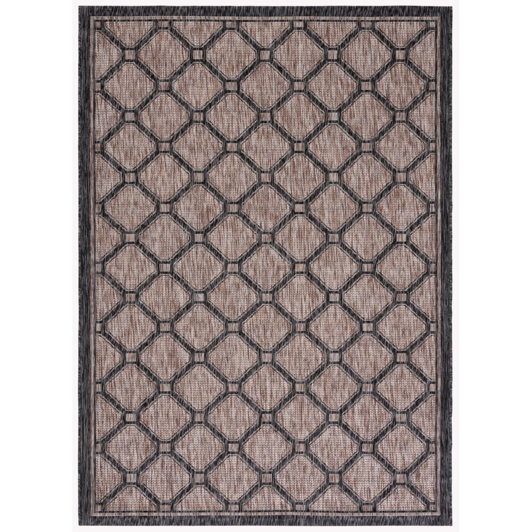 SAFAVIEH Outdoor CY8471-37312 Courtyard Natural / Black Rug Image 1