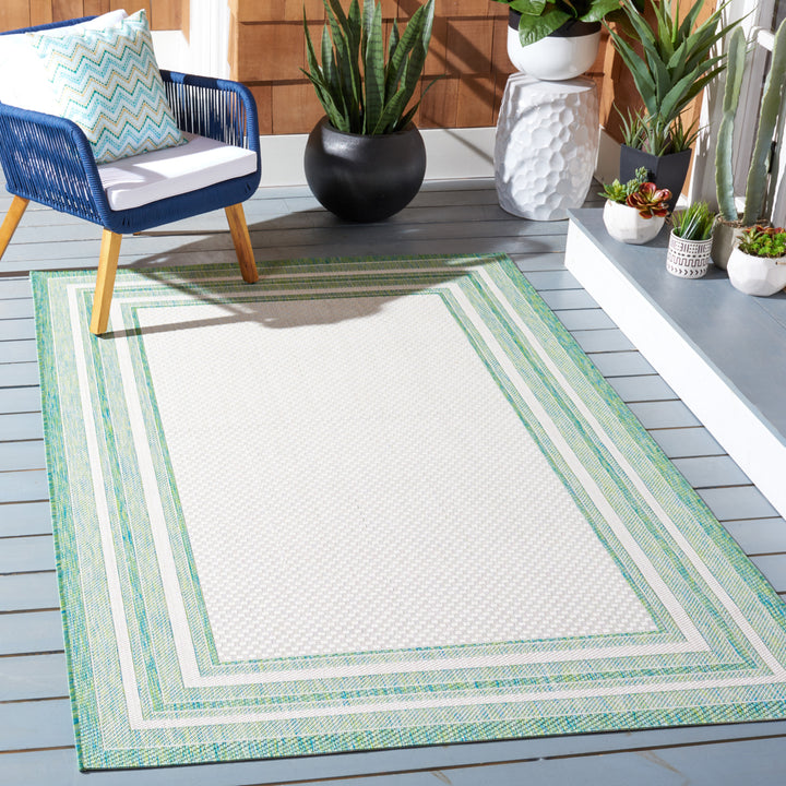 SAFAVIEH Outdoor CY8475-55712 Courtyard Ivory / Green Rug Image 1