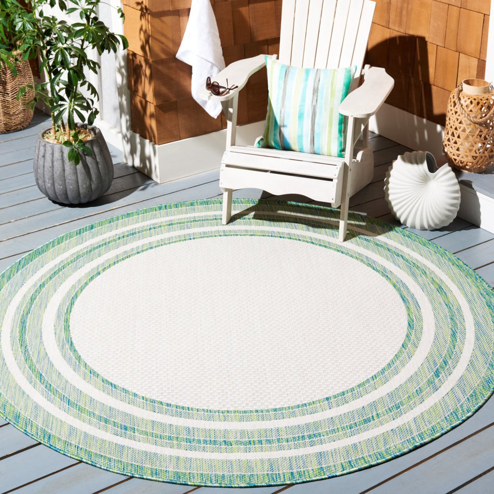 SAFAVIEH Outdoor CY8475-55712 Courtyard Ivory / Green Rug Image 2