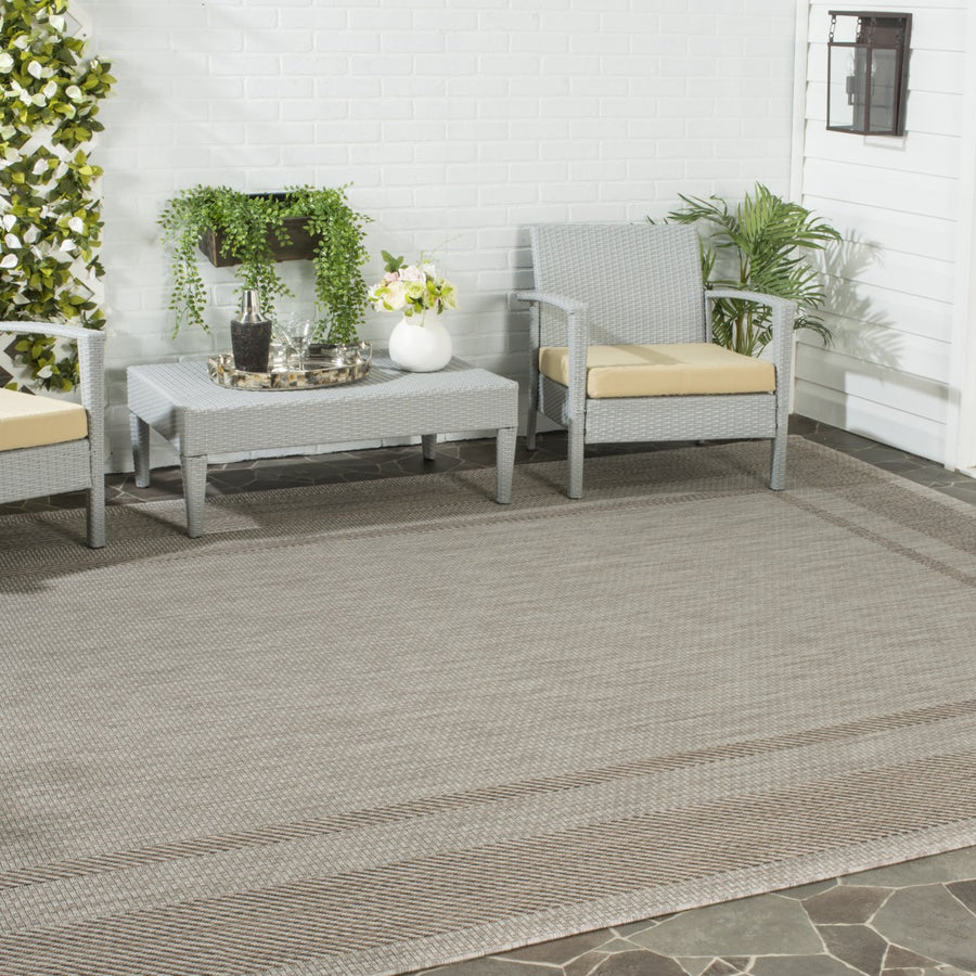 SAFAVIEH Outdoor CY8477-36312 Courtyard Beige / Brown Rug Image 1