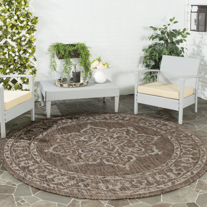 SAFAVIEH Outdoor CY8481-36321 Courtyard Brown / Beige Rug Image 2