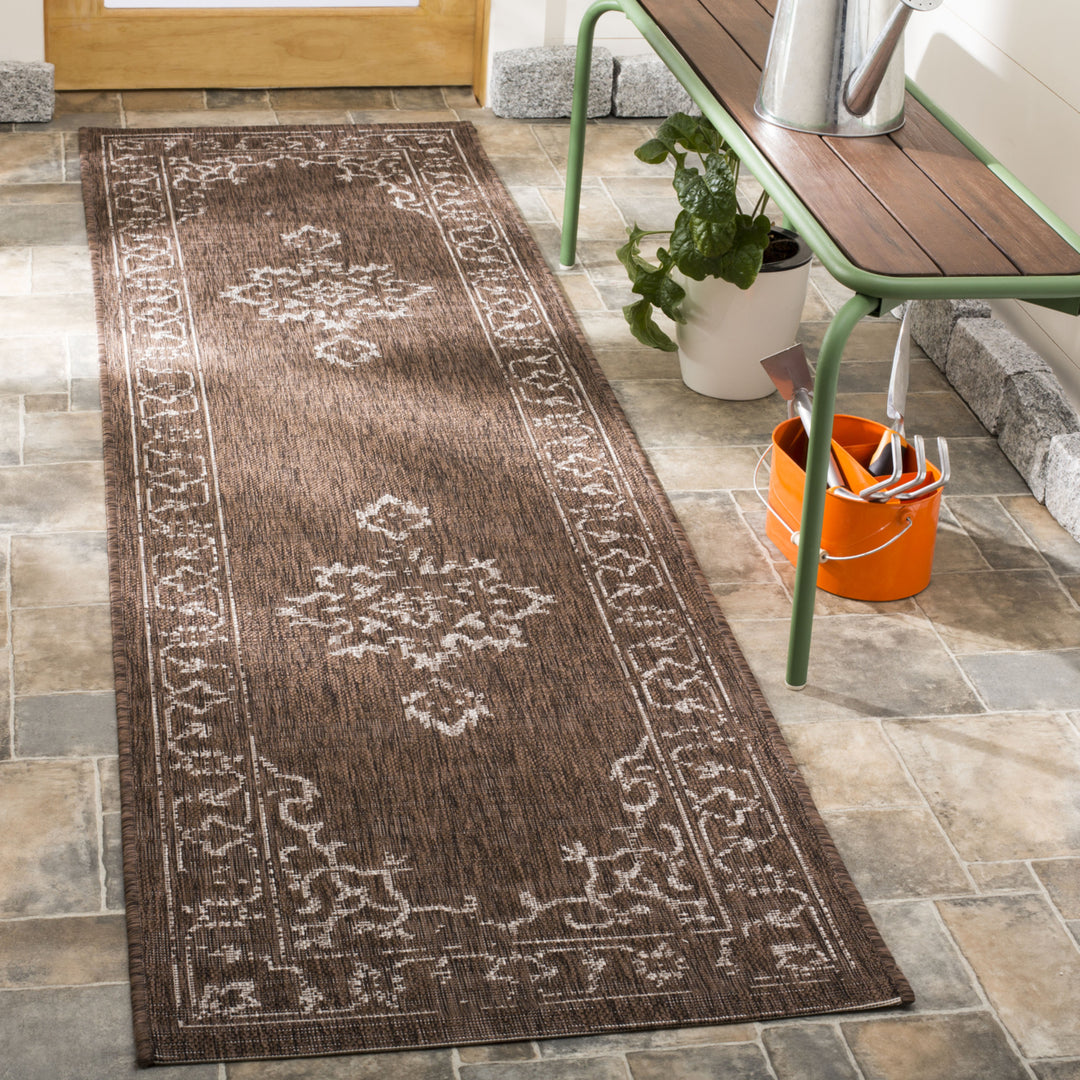 SAFAVIEH Outdoor CY8481-36321 Courtyard Brown / Beige Rug Image 3