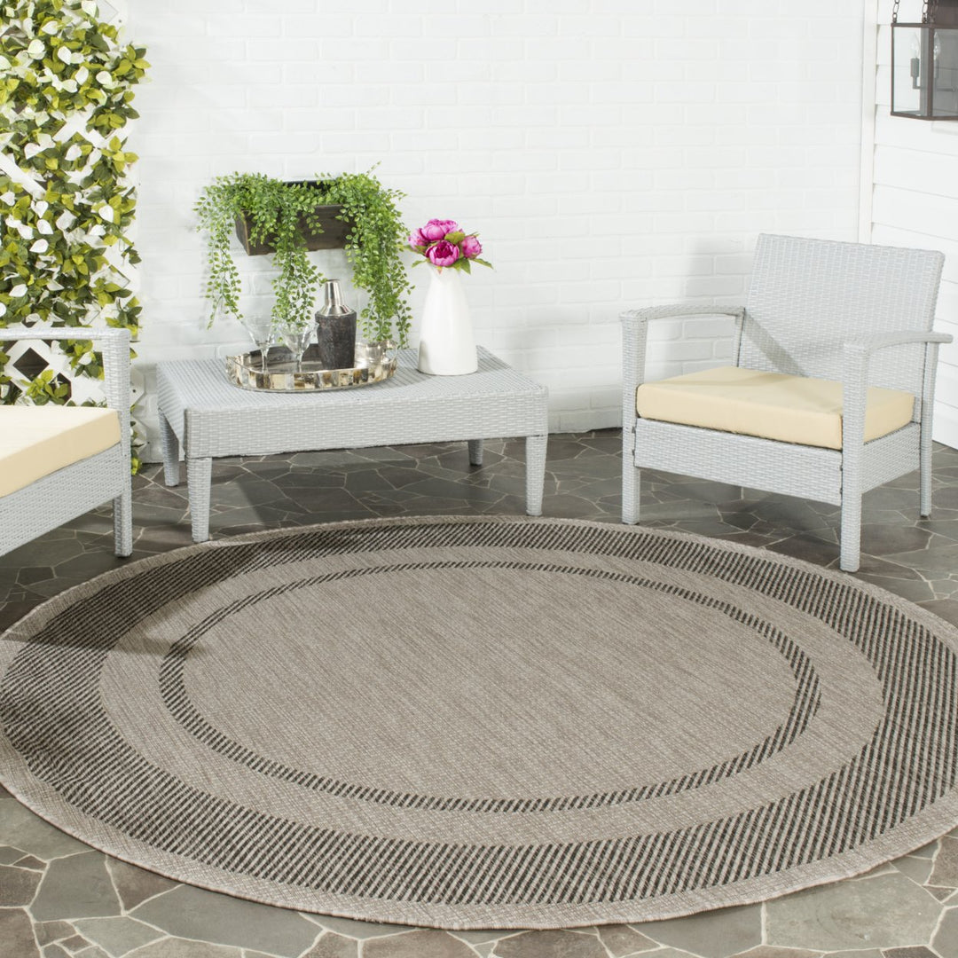 SAFAVIEH Outdoor CY8477-36612 Courtyard Beige / Black Rug Image 2