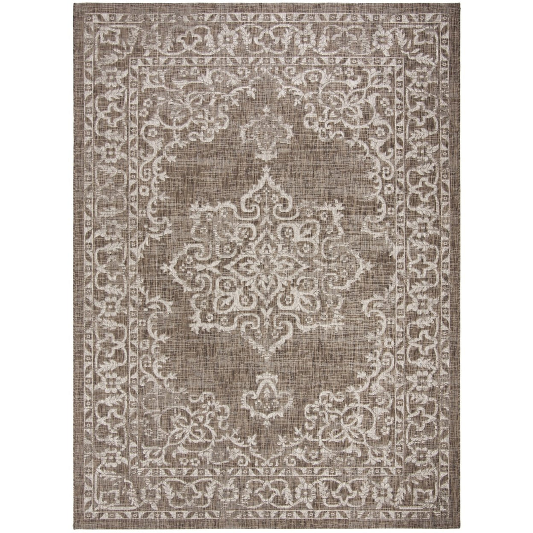 SAFAVIEH Outdoor CY8481-36321 Courtyard Brown / Beige Rug Image 4