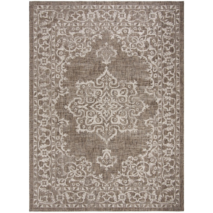 SAFAVIEH Outdoor CY8481-36321 Courtyard Brown / Beige Rug Image 4