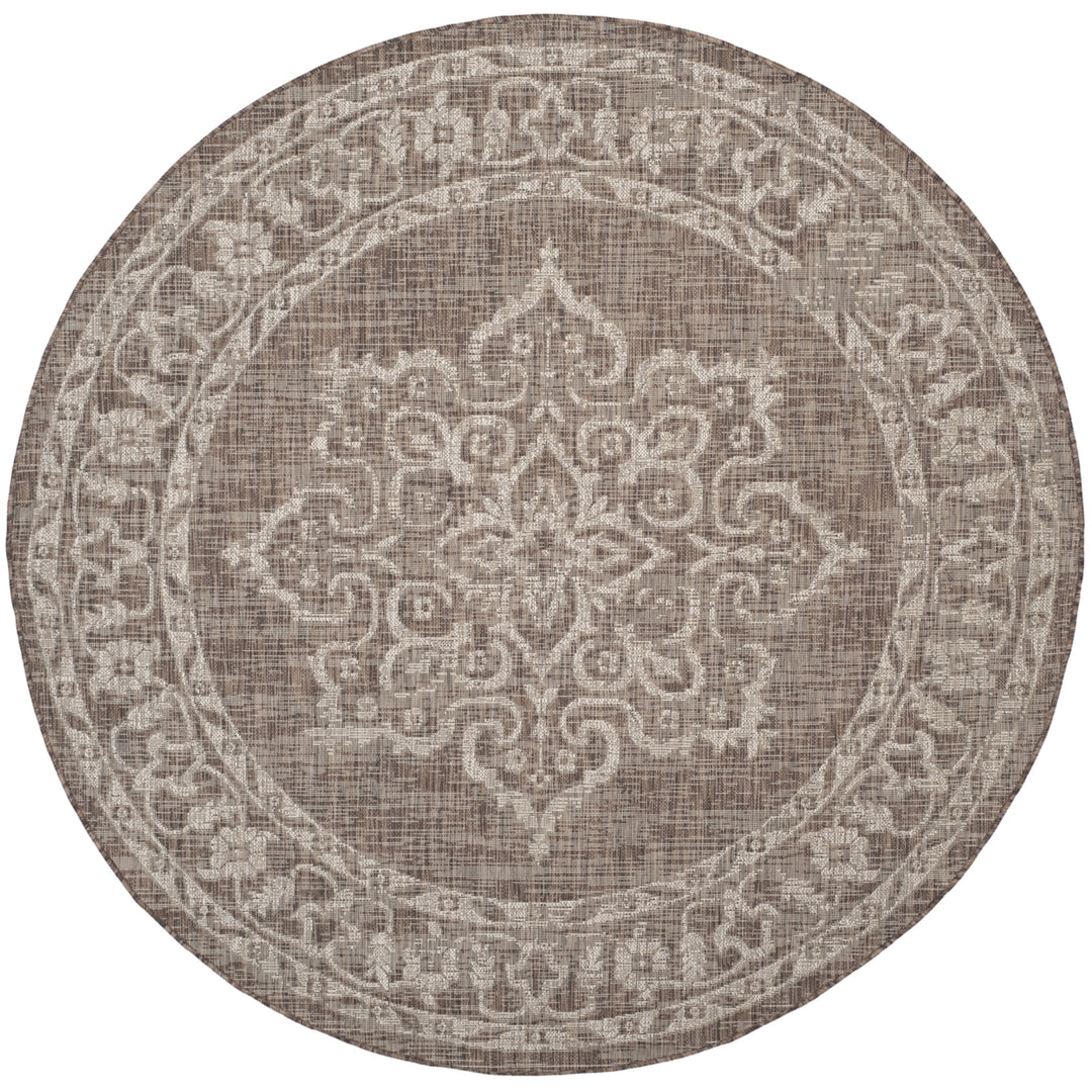 SAFAVIEH Outdoor CY8481-36321 Courtyard Brown / Beige Rug Image 5