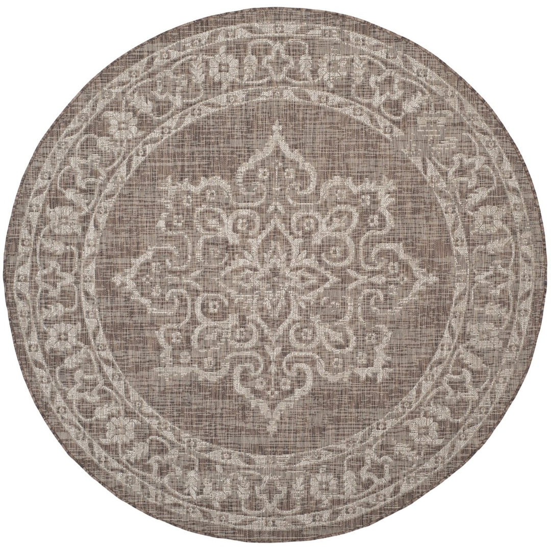 SAFAVIEH Outdoor CY8481-36321 Courtyard Brown / Beige Rug Image 1