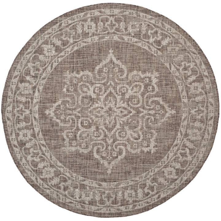 SAFAVIEH Outdoor CY8481-36321 Courtyard Brown / Beige Rug Image 1