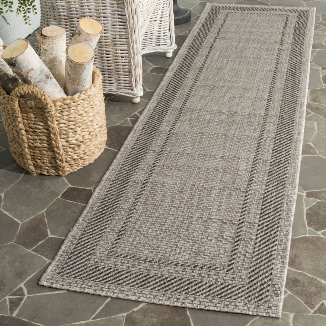 SAFAVIEH Outdoor CY8477-36612 Courtyard Beige / Black Rug Image 3