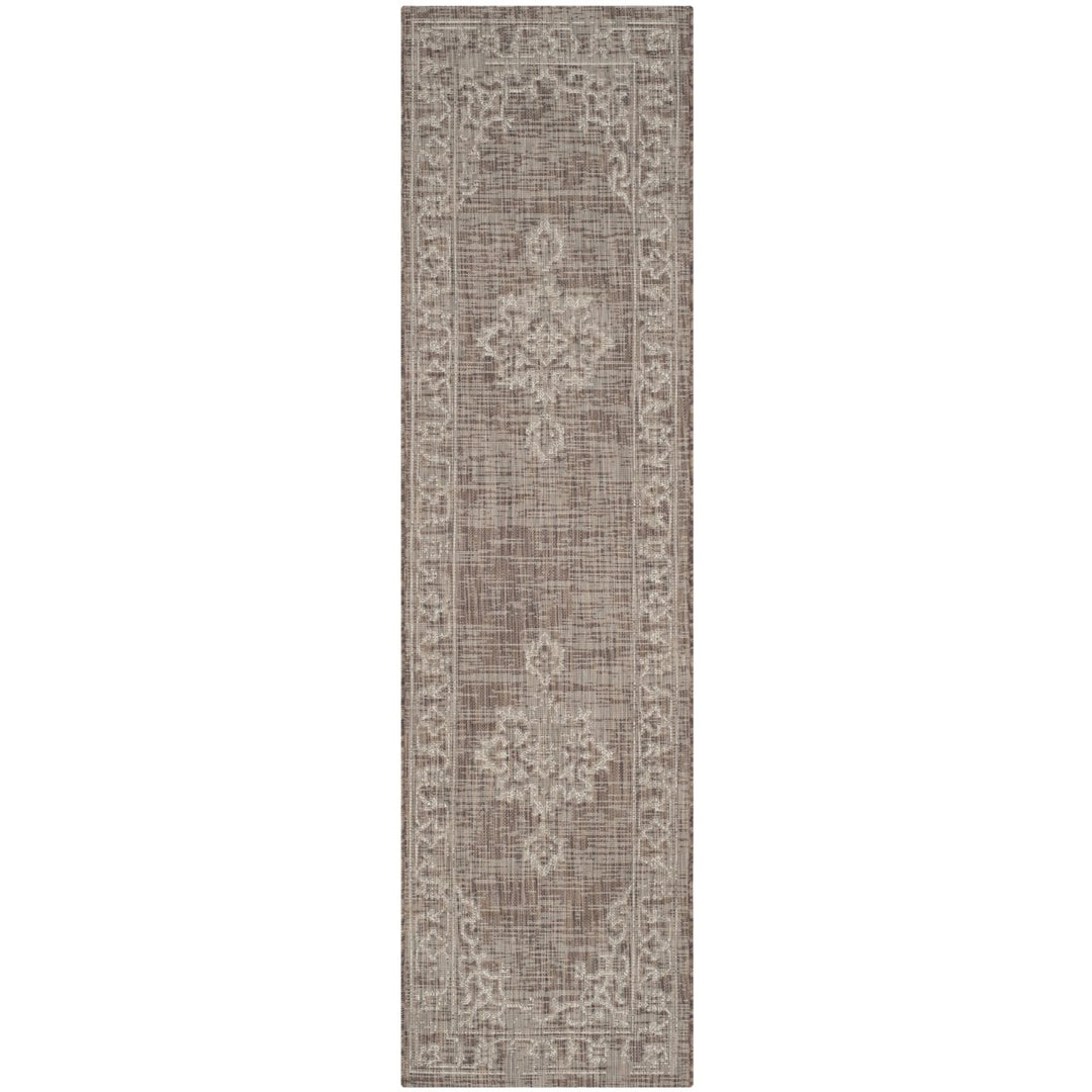 SAFAVIEH Outdoor CY8481-36321 Courtyard Brown / Beige Rug Image 1