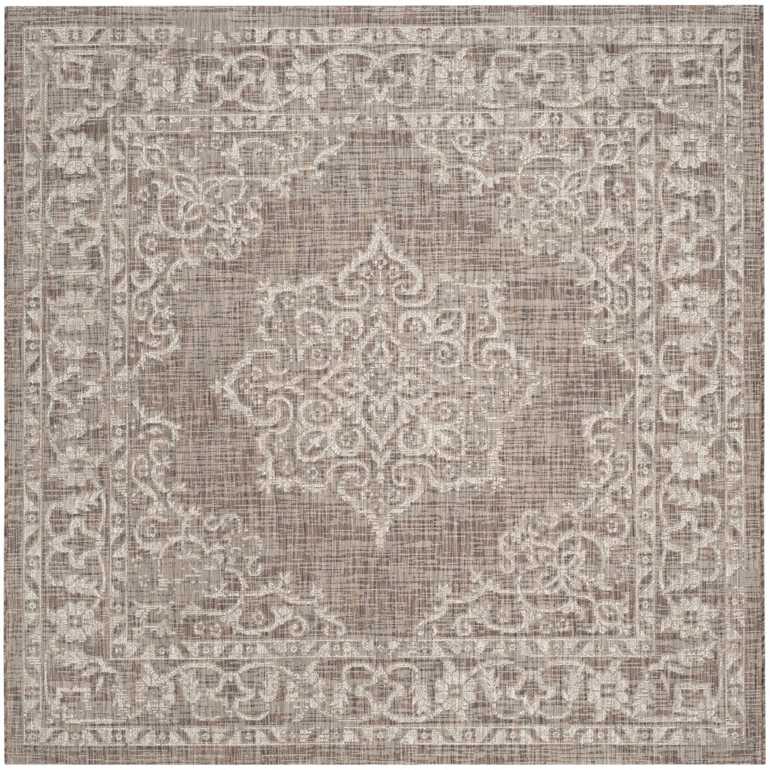 SAFAVIEH Outdoor CY8481-36321 Courtyard Brown / Beige Rug Image 1