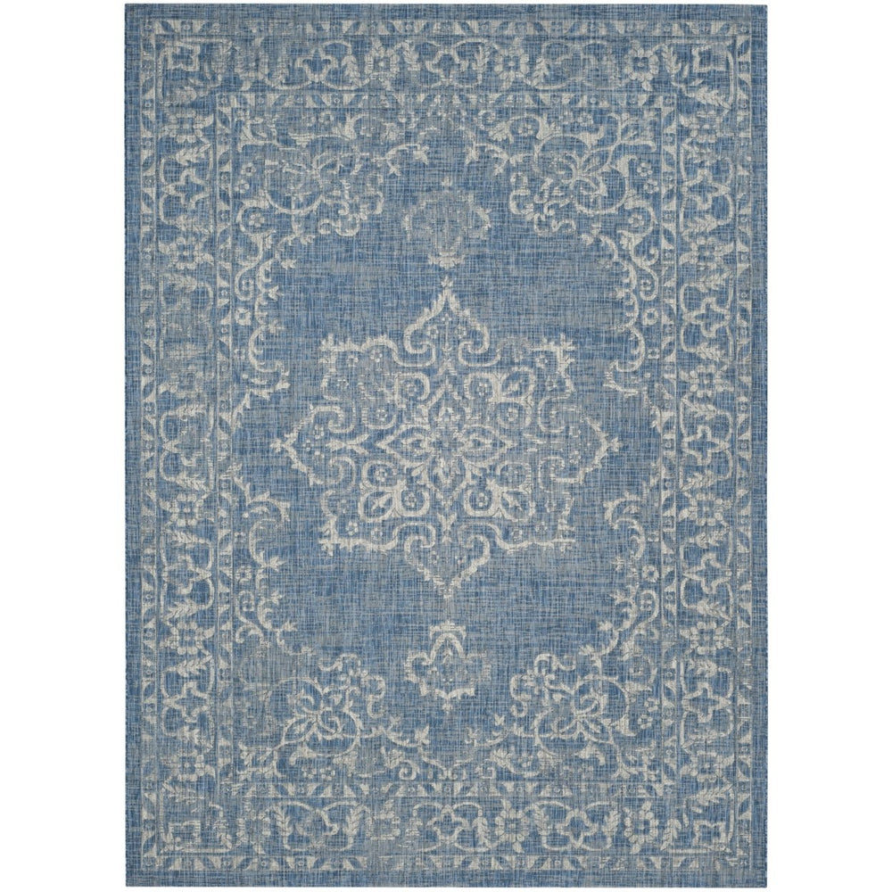 SAFAVIEH Outdoor CY8481-36821 Courtyard Navy / Grey Rug Image 2